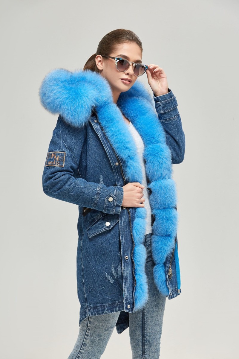 Winter denim Parka Mila Nova P-75 blue jeans