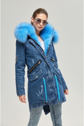 Winter denim Parka Mila Nova P-75 blue jeans