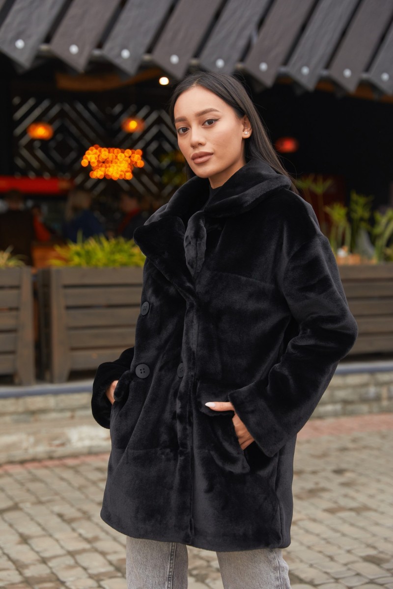 Winter eco-Fur Coat Mila Nova PV-214 black