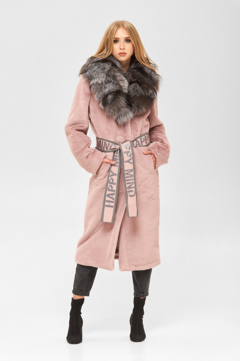 Winter Fur Coat Mila Nova PV-192 pink