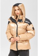 Winter Jacket Mila Nova K-155 BEIGE+blue