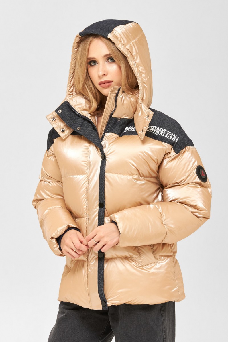 Winter Jacket Mila Nova K-155 BEIGE+blue