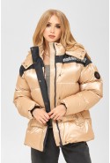 Winter Jacket Mila Nova K-155 BEIGE+blue