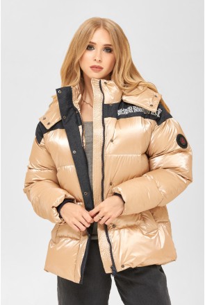 Winter Jacket Mila Nova K-155 BEIGE+blue