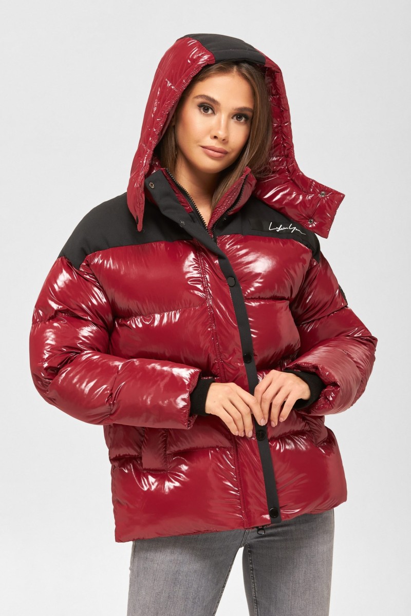 Winter Jacket Mila Nova K-155 BORDEAUX+BLACK