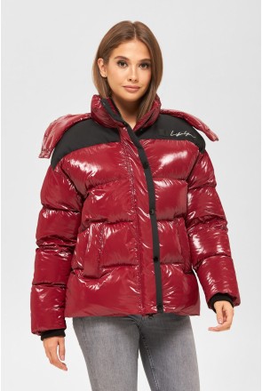 Winter Jacket Mila Nova K-155 BORDEAUX+BLACK