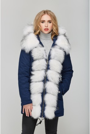 Winter Parka Mila Nova P-27 Blue+white Fur