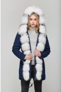 Winter Parka Mila Nova P-27 Blue+white Fur