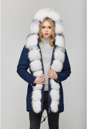 Winter Parka Mila Nova P-27 Blue+white Fur