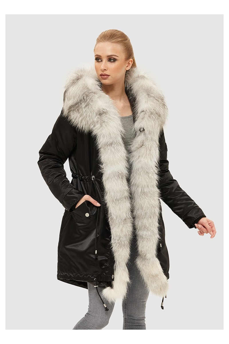 Winter Parka Mila Nova P-88 black+ white Fur