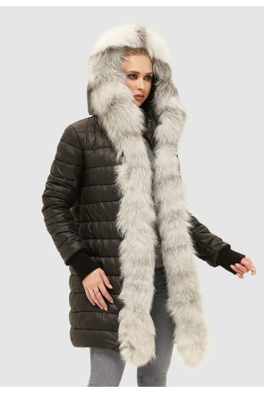 Winter Parka Mila Nova P-88 black+ white Fur