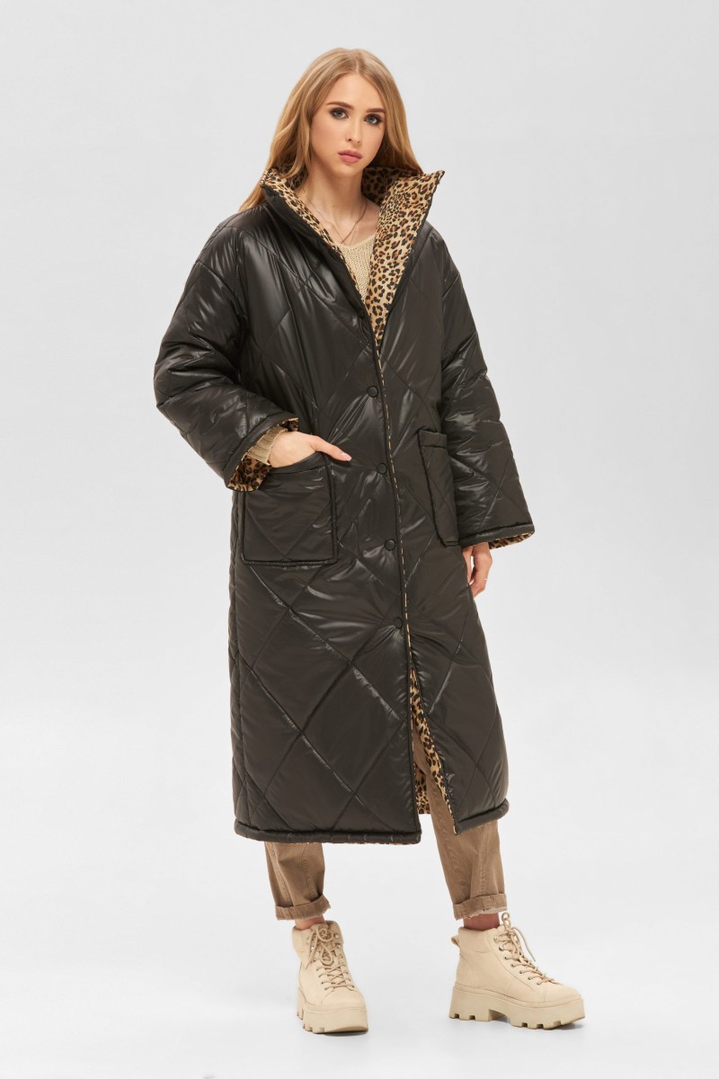 Winter Raincoat Mila Nova PV-219 black+leopard